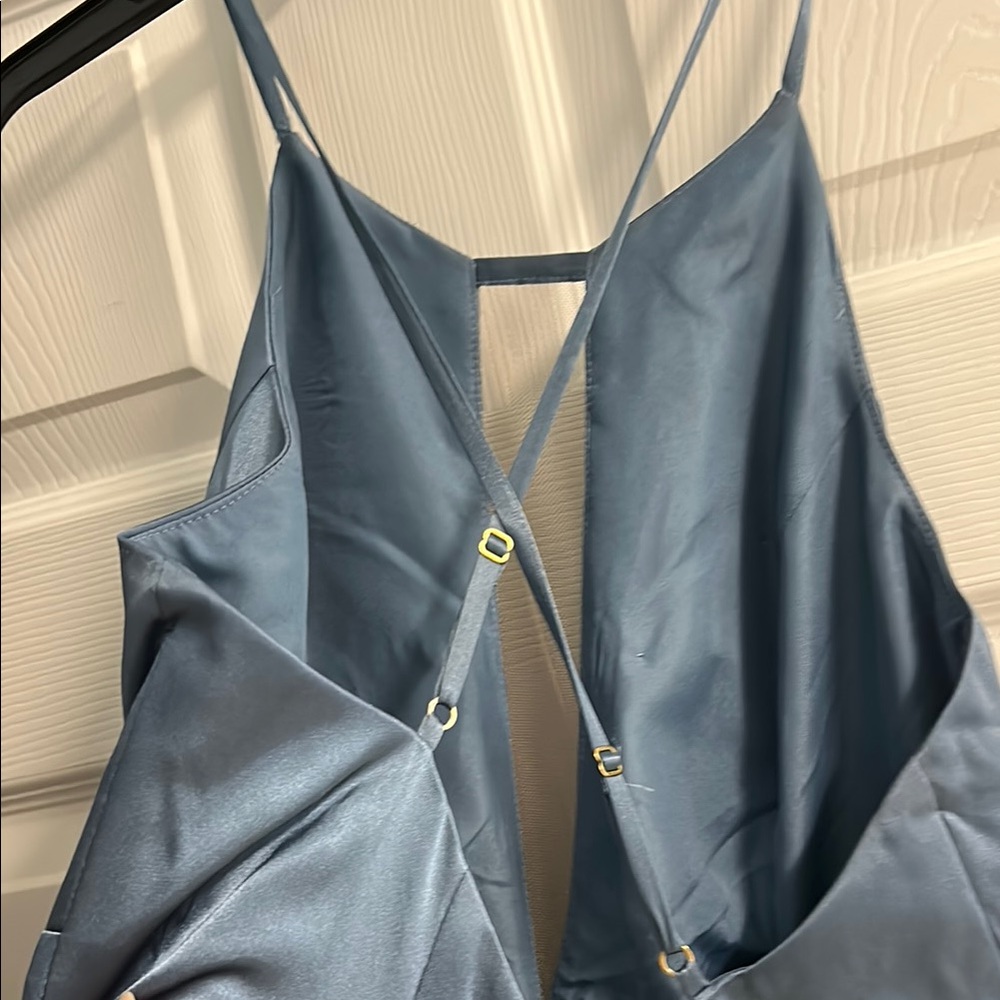 Galina Signature Elegant Backless Steel Blue Dress from David’s Bridal - Picture 13 of 17